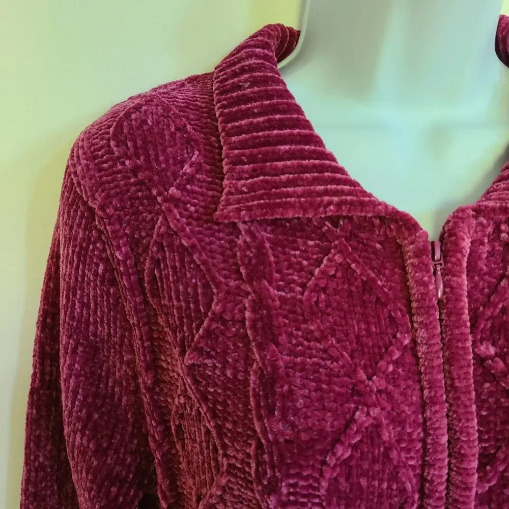 Bon Worth Women's Chenille Full Zip Cardigan Sweater Jacket Size XSP (XS Petite)
